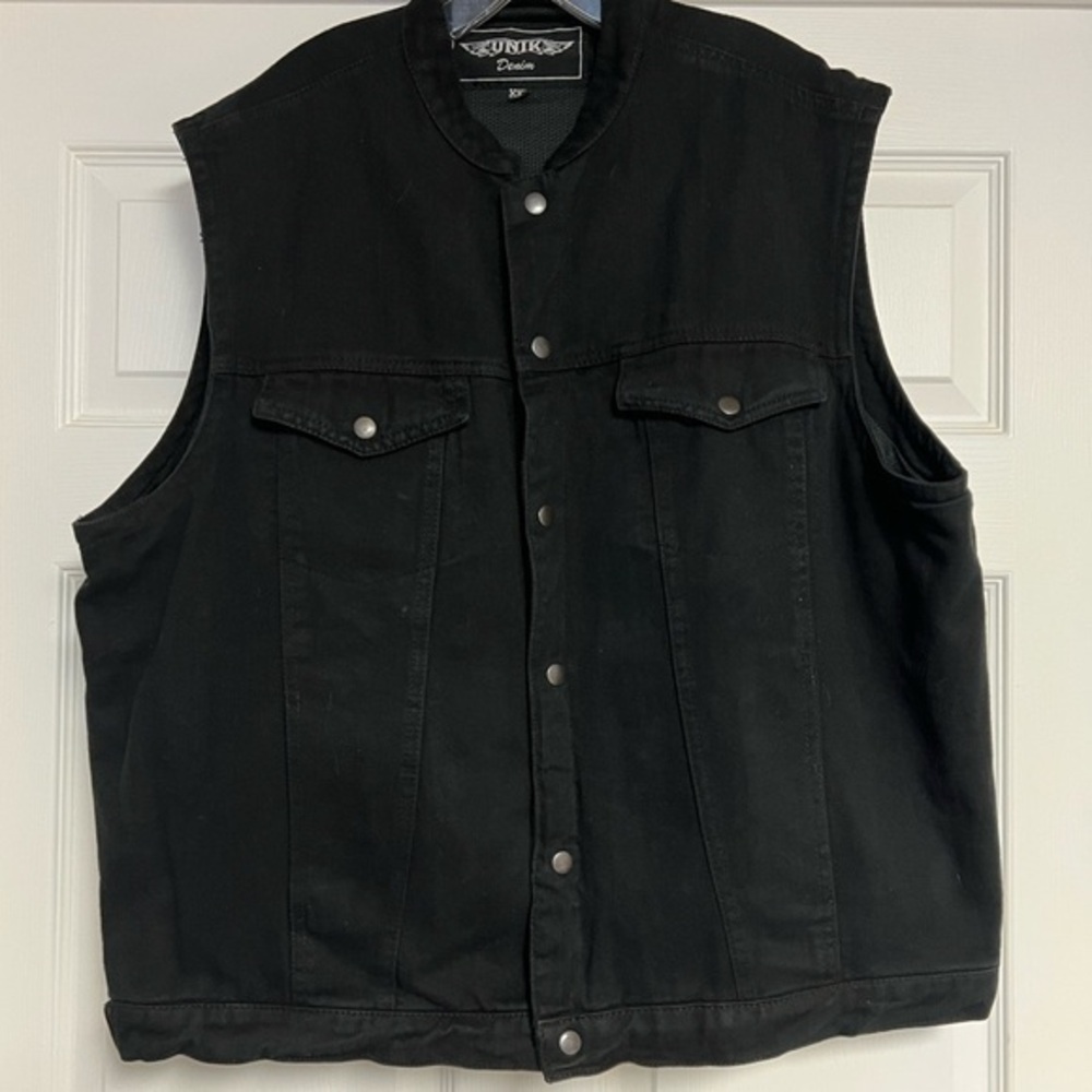 Unik Denim Men's Black Motorcycle Vest Size: XXL